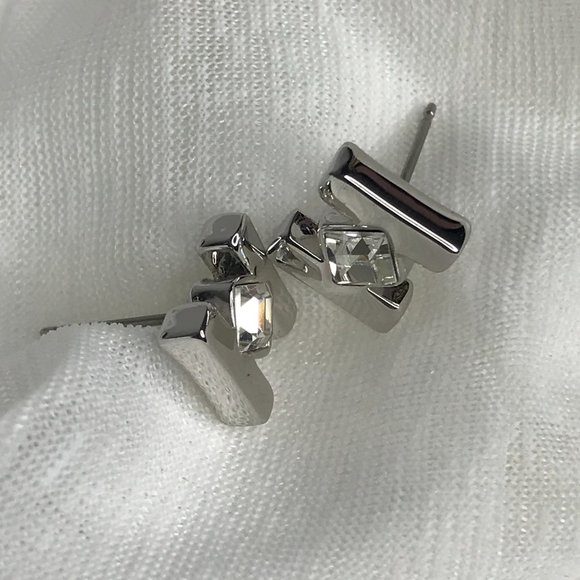 Pierced Earrings | Silver Tone w/ Crystal - Picture 9 of 9